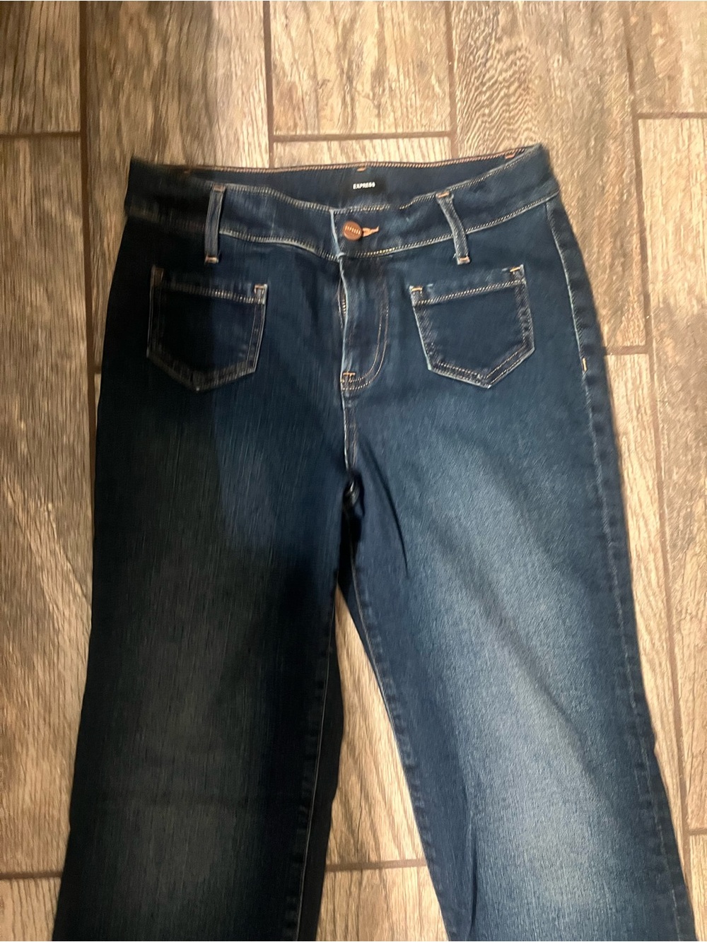 Express Dark Blue Flare denim - Picture 2 of 5